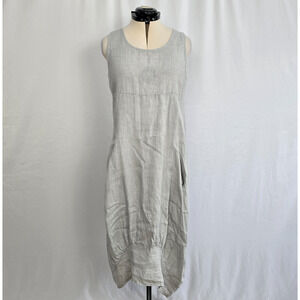 Gigi Moda Italian Linen Dress Women's OS Light Gray Sleeveless Midi